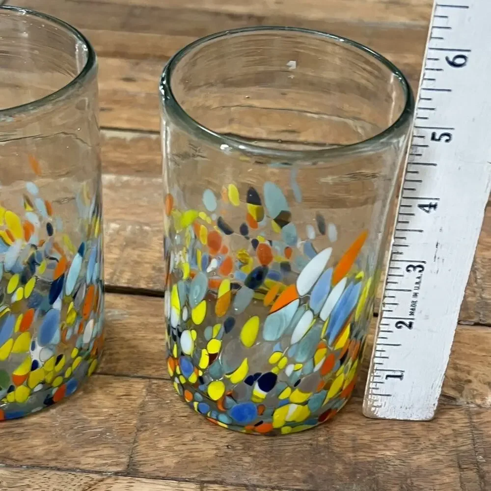 Hand Blown Art Glass Drinking Glass Tumbler Set of 2 5